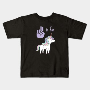 U is for Unicorn- American Sign Language Alphabet Kids T-Shirt
